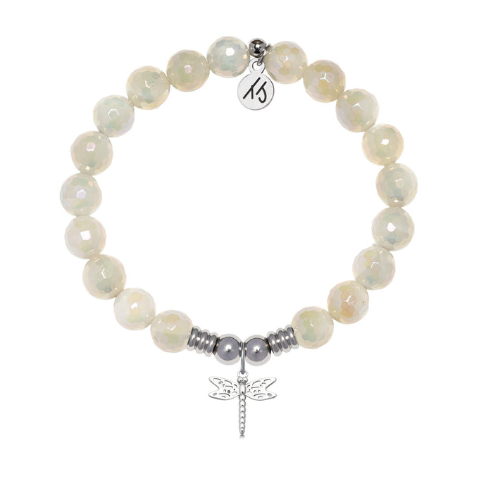 Dragonfly Charm with Moonstone Gemstone Bracelet