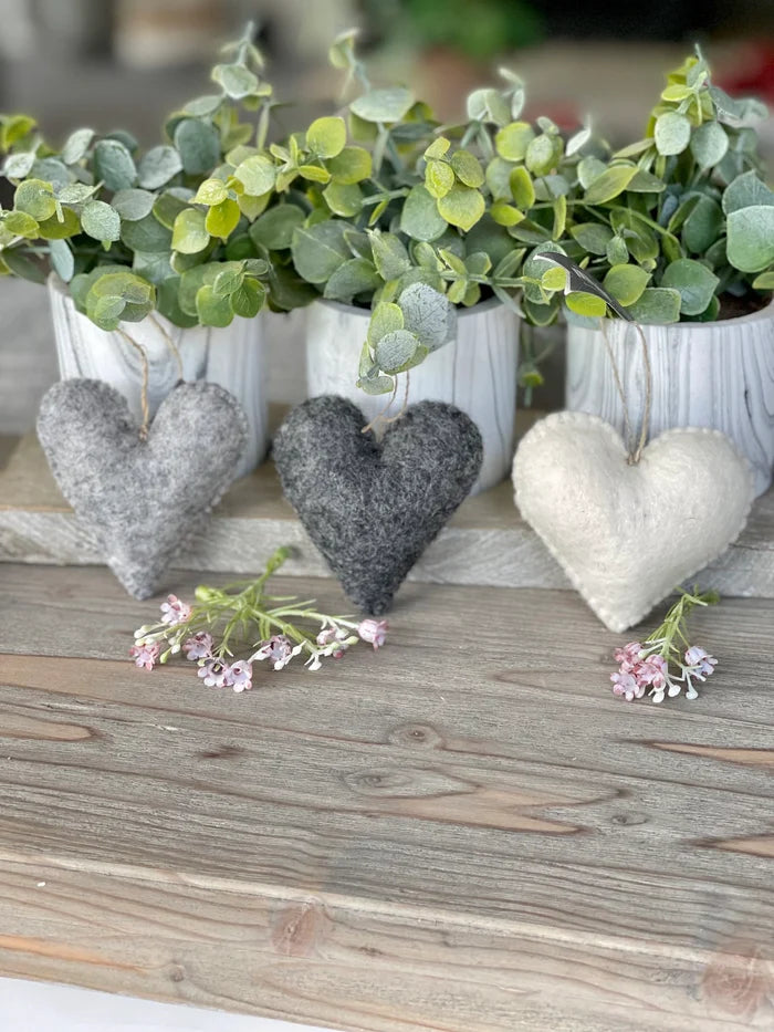 East of India Felt Hanging Heart - Available in 3 colours