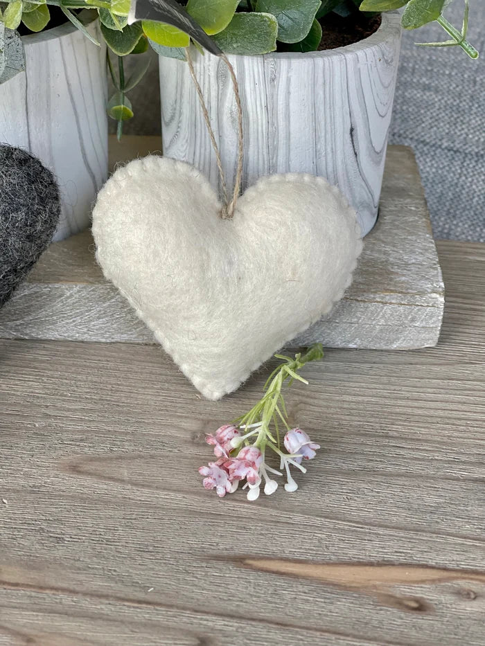 East of India Felt Hanging Heart - Available in 3 colours