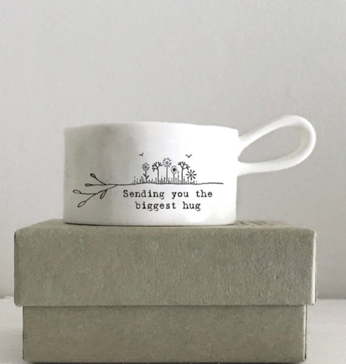 East of India Handled tea light holder - "Biggest Hug”