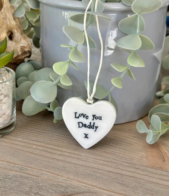 East Of India  'Love You Daddy’  Porcelain Heart with Gift Box