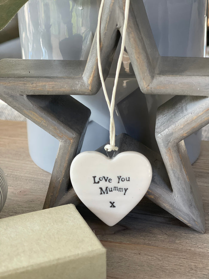 East Of India 'Love You Mummy’ Porcelain Heart with Gift Box