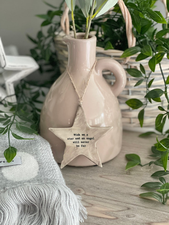 East Of India Rustic hanging star - Wish on a star