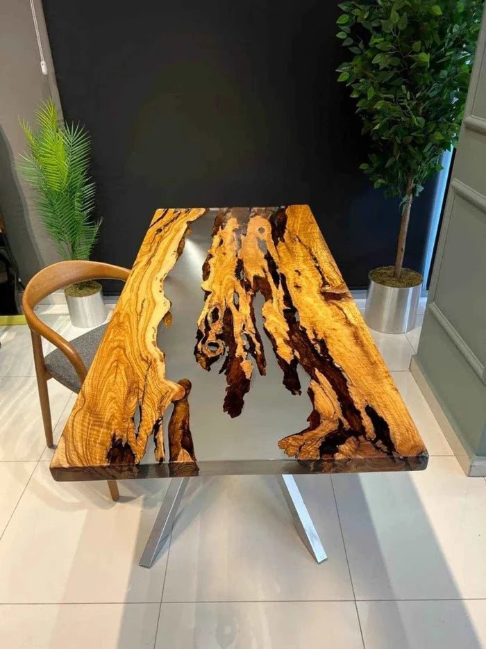 Emerald Flying Wooden Resin Dining Table with legs - Pacific Resin Art