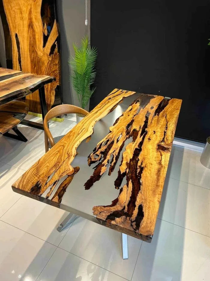Emerald Flying Wooden Resin Dining Table with legs - Pacific Resin Art