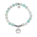 Family Tree Charm with Aqua Agate Gemstone Bracelet