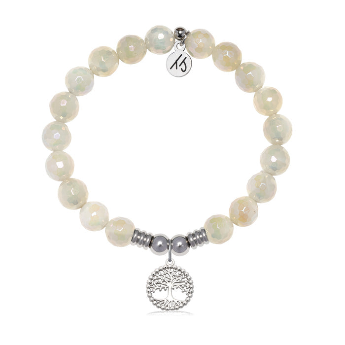 Family Tree Charm with Moonstone Gemstone Bracelet