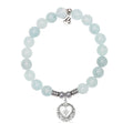 Friendship Heart Charm with Blue Aquamarine Jade Gemstone Bracelet