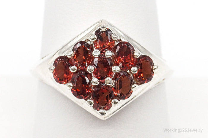 Garnet Sterling Silver Ring - Size 8.75