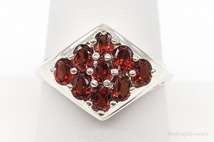 Garnet Sterling Silver Ring - Size 8.75