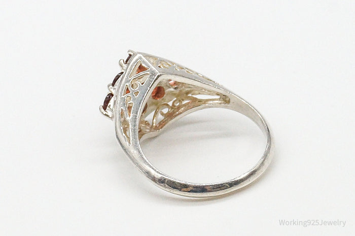 Garnet Sterling Silver Ring - Size 8.75
