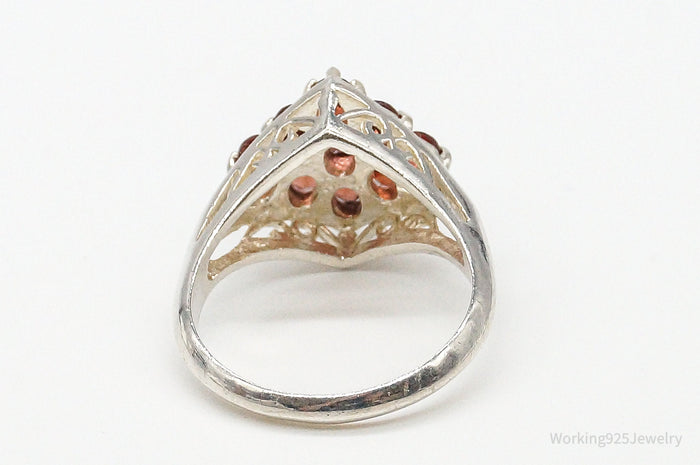 Garnet Sterling Silver Ring - Size 8.75