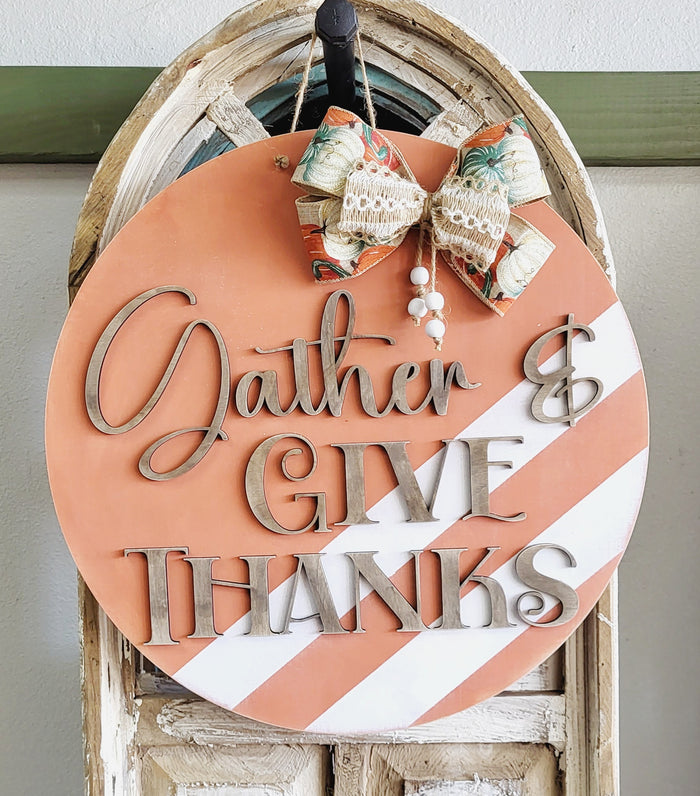 Gather & Give Thanks Door Hanger Kit - 18" Round