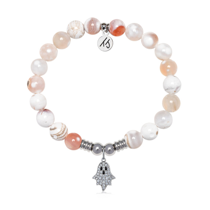 Ghost Charm with White Natural Agate Gemstone Bracelet