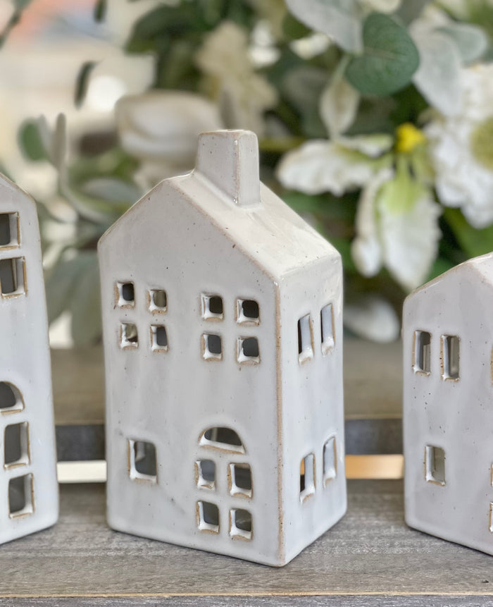 Glazed Ceramic Tea Light House - Available in 3 sizes
