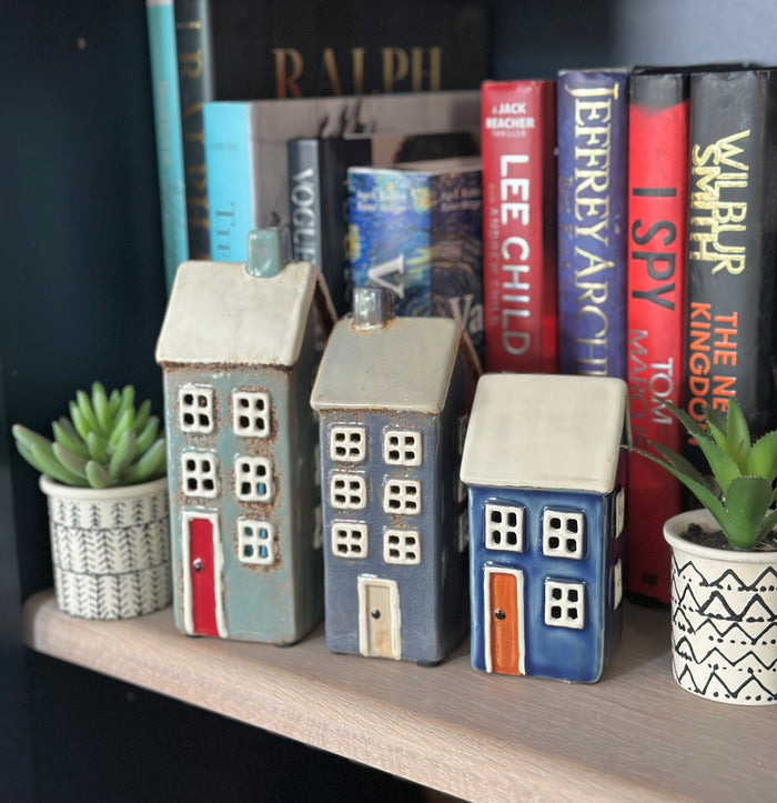 Glazed Ceramic Town House Tea light