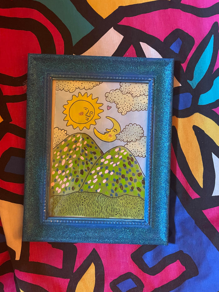 Glitter Frame Mountains ORIGINAL DRAWING