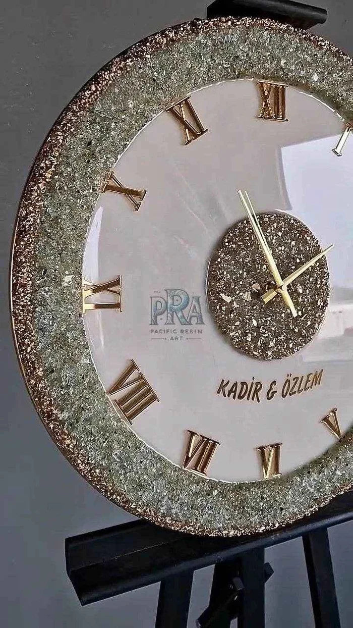Glittering Resin Wall Clock | Luxury wall decor - Pacific Resin Art