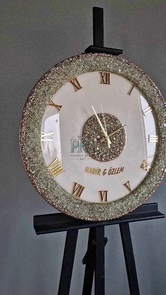 Glittering Resin Wall Clock | Luxury wall decor - Pacific Resin Art