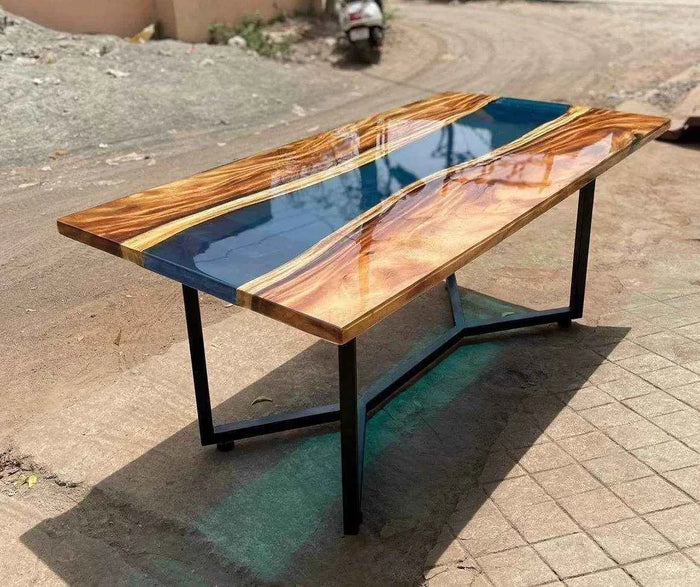 GlossNest Rama Translucent Resin Dining table with legs - Pacific Resin Art