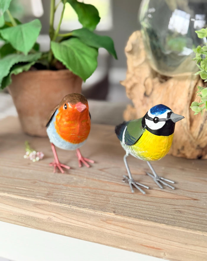 Gorgeous Carved Metal Bluetit or Robin - Each sold Individually