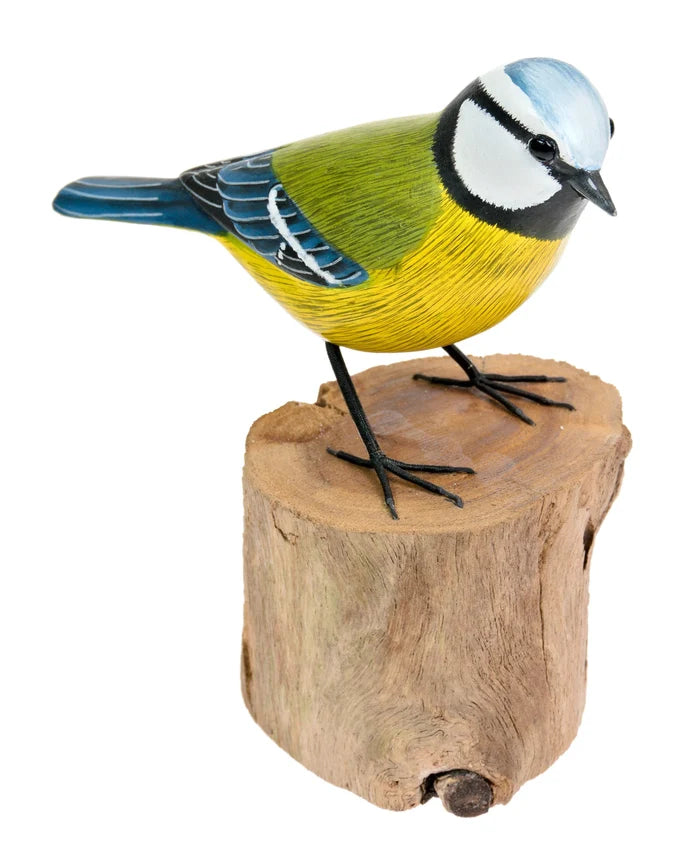 Gorgeous Carved Wooden Blue Tit
