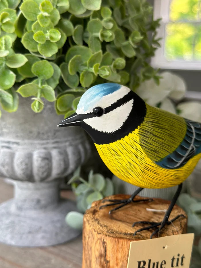Gorgeous Carved Wooden Blue Tit