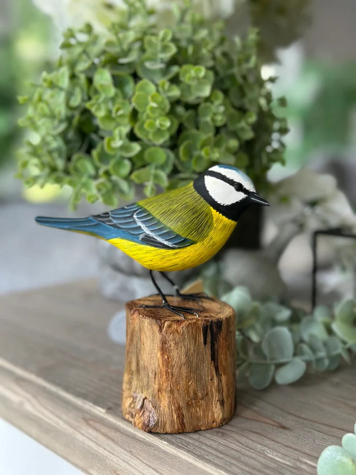 Gorgeous Carved Wooden Blue Tit