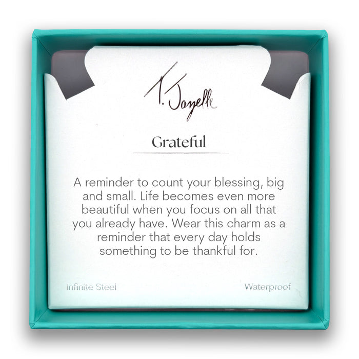 Grateful Charm with Teal White Jade Gemstone Bracelet