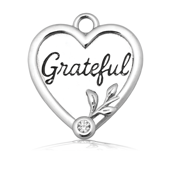 Grateful Charm with Teal White Jade Gemstone Bracelet