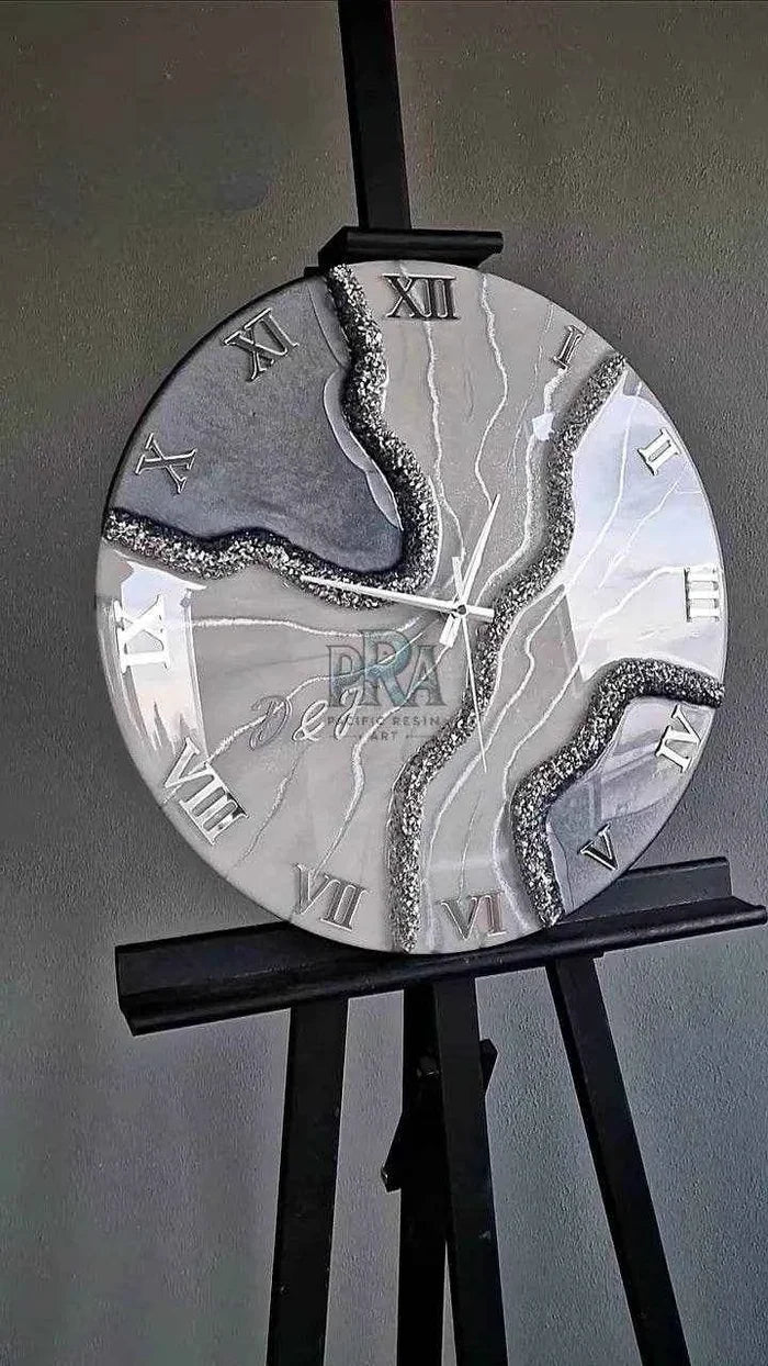 Grey Pearl Resin Wall Clock | Unique Wall Clock - Pacific Resin Art