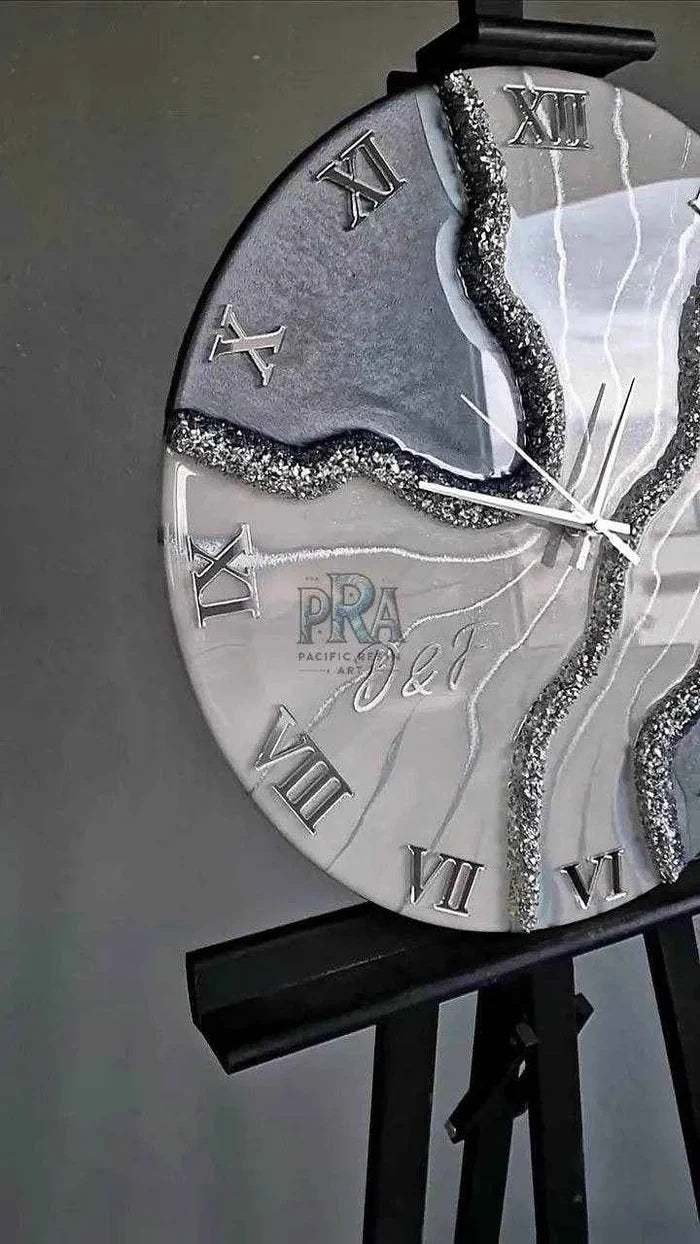 Grey Pearl Resin Wall Clock | Unique Wall Clock - Pacific Resin Art