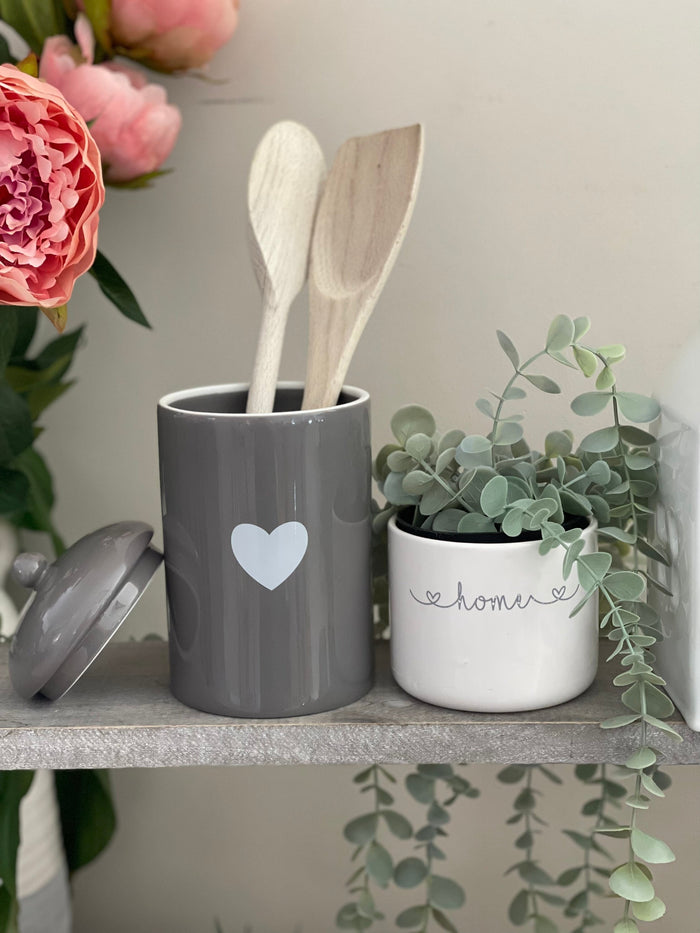 Grey Porcelain Storage Jars with Hearts / Stars