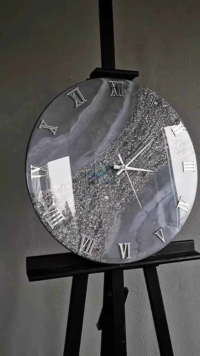 Grey Texture Luxury Resin Wall Clock - Pacific Resin Art