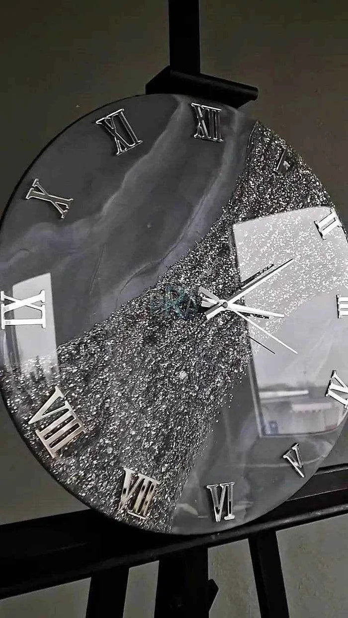 Grey Texture Luxury Resin Wall Clock - Pacific Resin Art