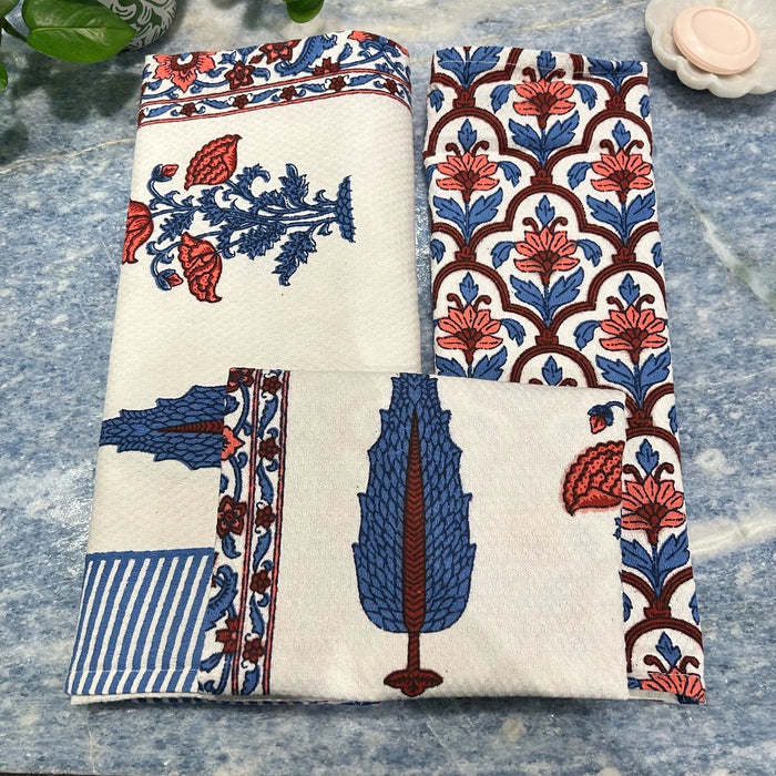 Hand & Bath Towel Set | Pure Cotton | Set of 3 | 300 GSM | Super-Soft, Absorbent & Odor Resistant - Mahira