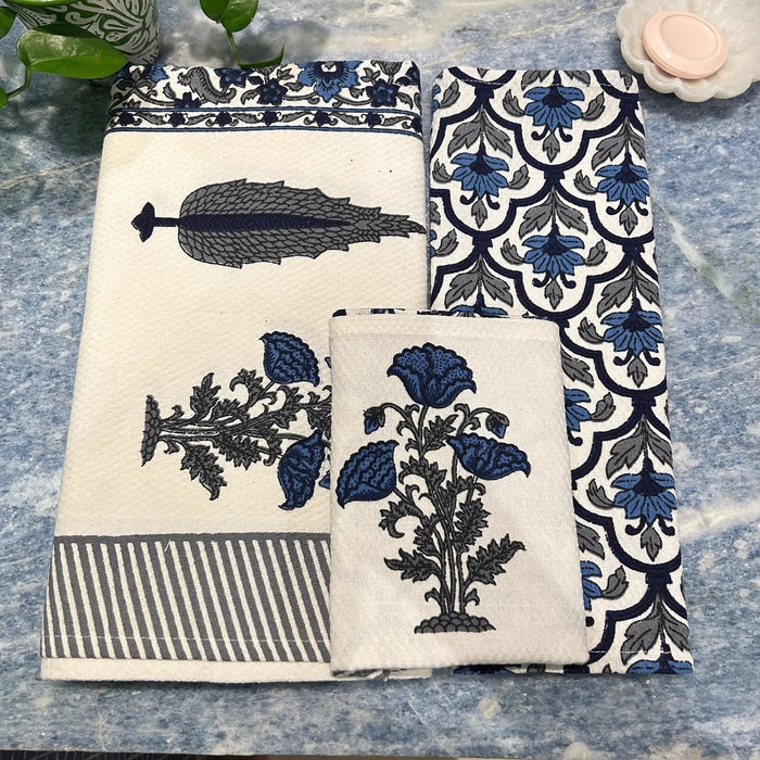 Hand & Bath Towel Set | Pure Cotton | Set of 3 | 300 GSM | Super-Soft, Absorbent & Odor Resistant - Kiran