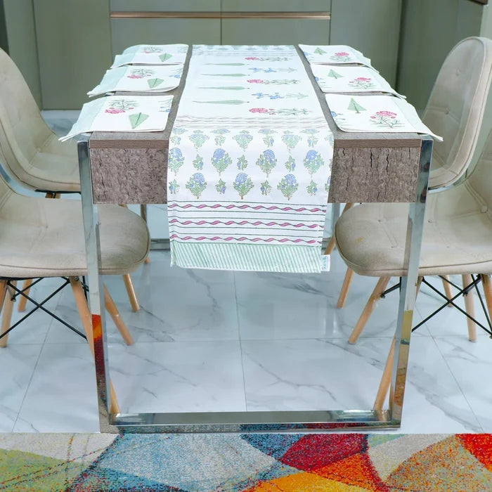 Hand Block Printed Cotton Table Runner -Ziva - Tarvik