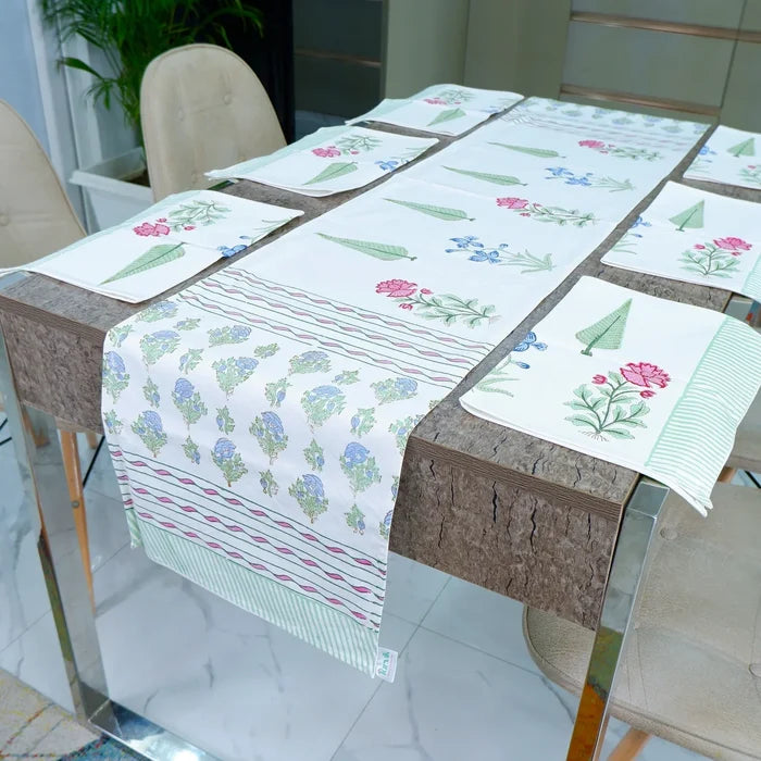 Hand Block Printed Cotton Table Runner -Ziva - Tarvik