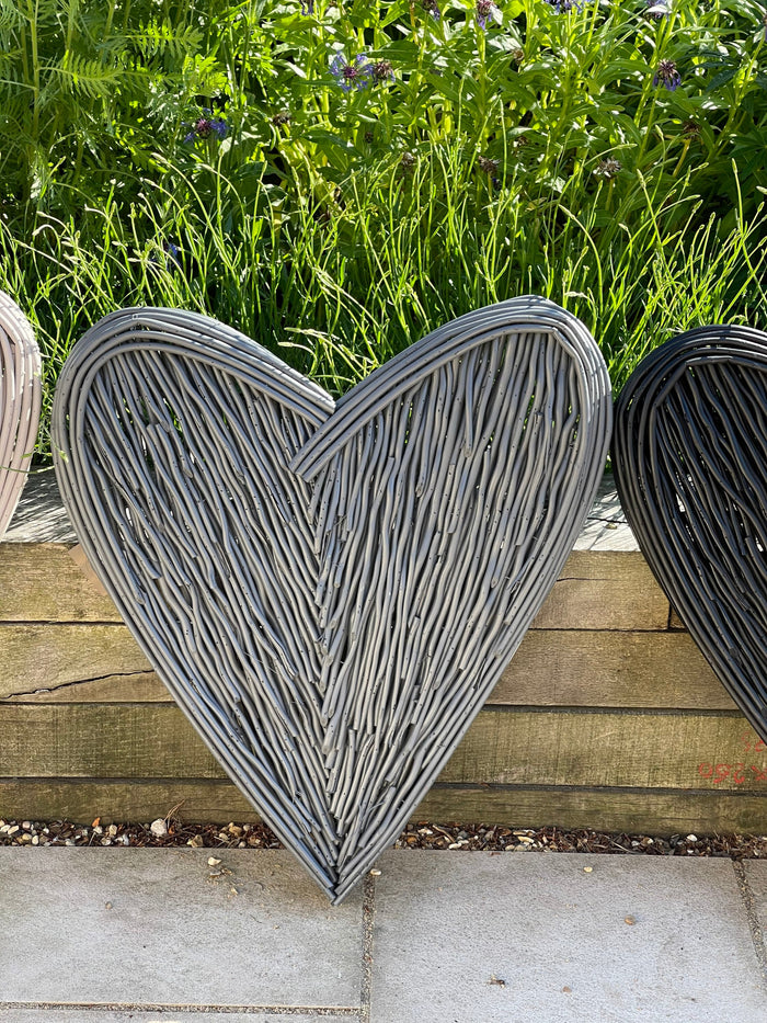 Hand Painted Large Grey Wicker Heart- 85cm