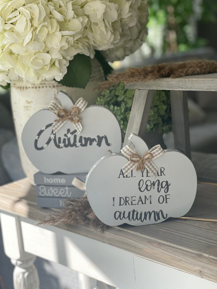 Handmade Autumn Pumpkin Wood Decor