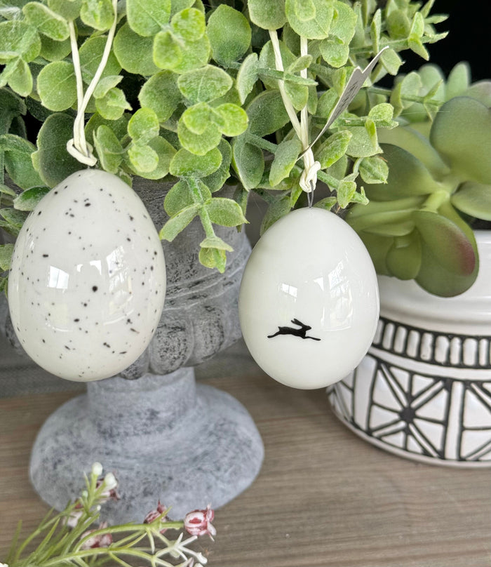 Hanging White Porcelain Easter Eggs - 3 Designs