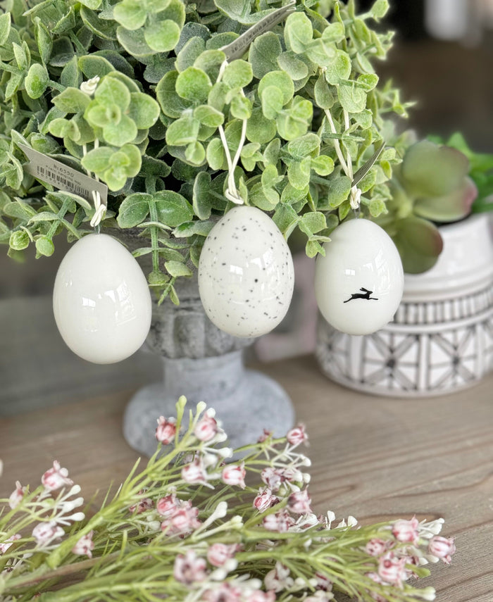 Hanging White Porcelain Easter Eggs - 3 Designs