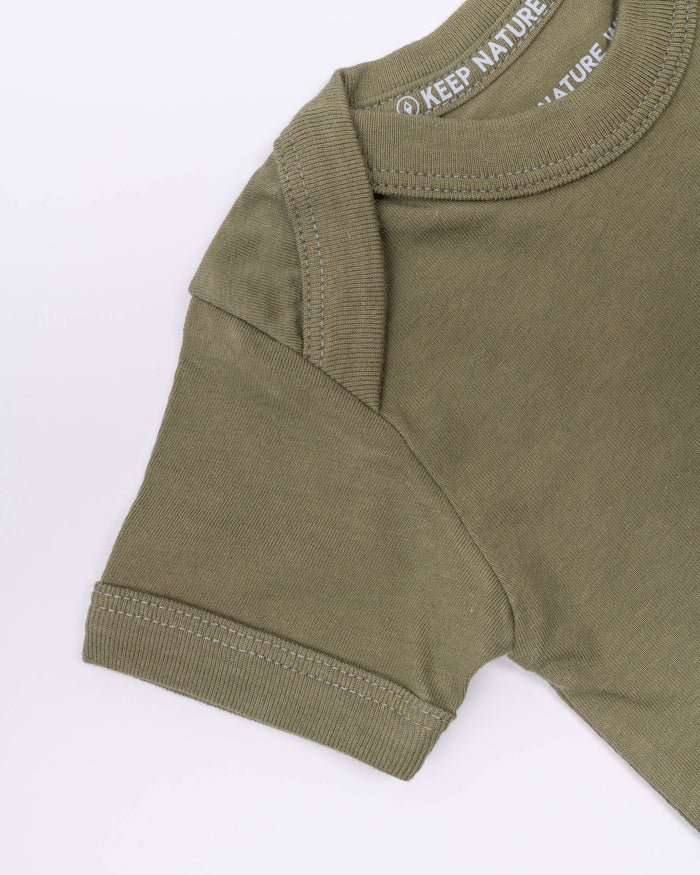 Happy Camper Bear Baby Bodysuit | Olive