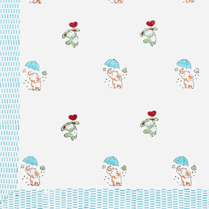 Happyland Block Printed Kids Cotton Bedsheet - Single Bed Size (60X90 Inches)