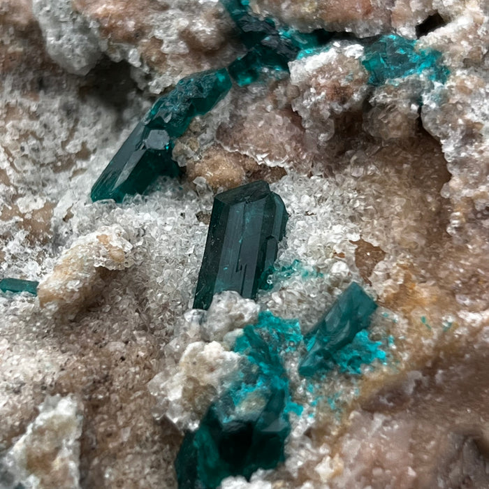 Self-Standing Dioptase on Matrix, Mineral Specimen from Kunene Region, Namibia, Africa