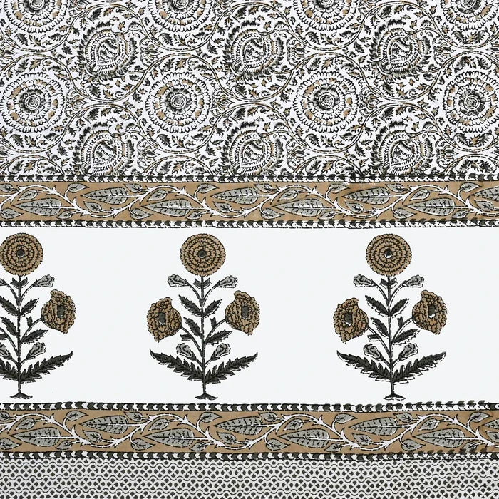 Jaipuri Cotton Double Bedsheet Set - Yellow Floral Jaal (108x108 inches)