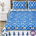 Jaipuri Cotton Double Bedsheet Set – Blue & White Mughal Print (90x108 inches)