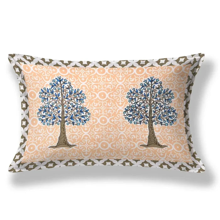 Jaipuri Cotton Single Bedsheet Set - Orange Floral Tree (70X100 inches)