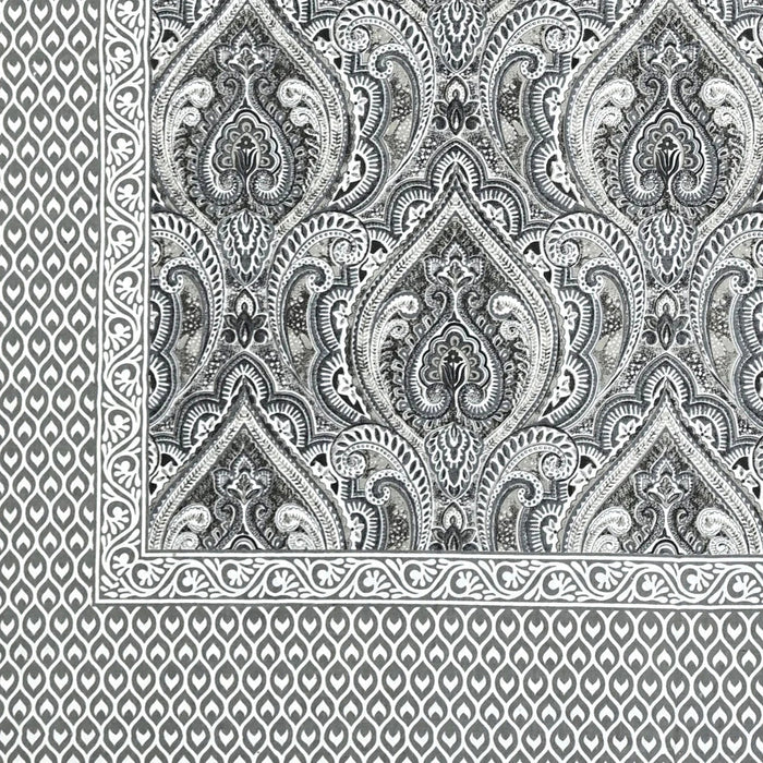 Jaipuri Cotton Single Bedsheet Set – Black & White Paisley Print (70X100 inches)